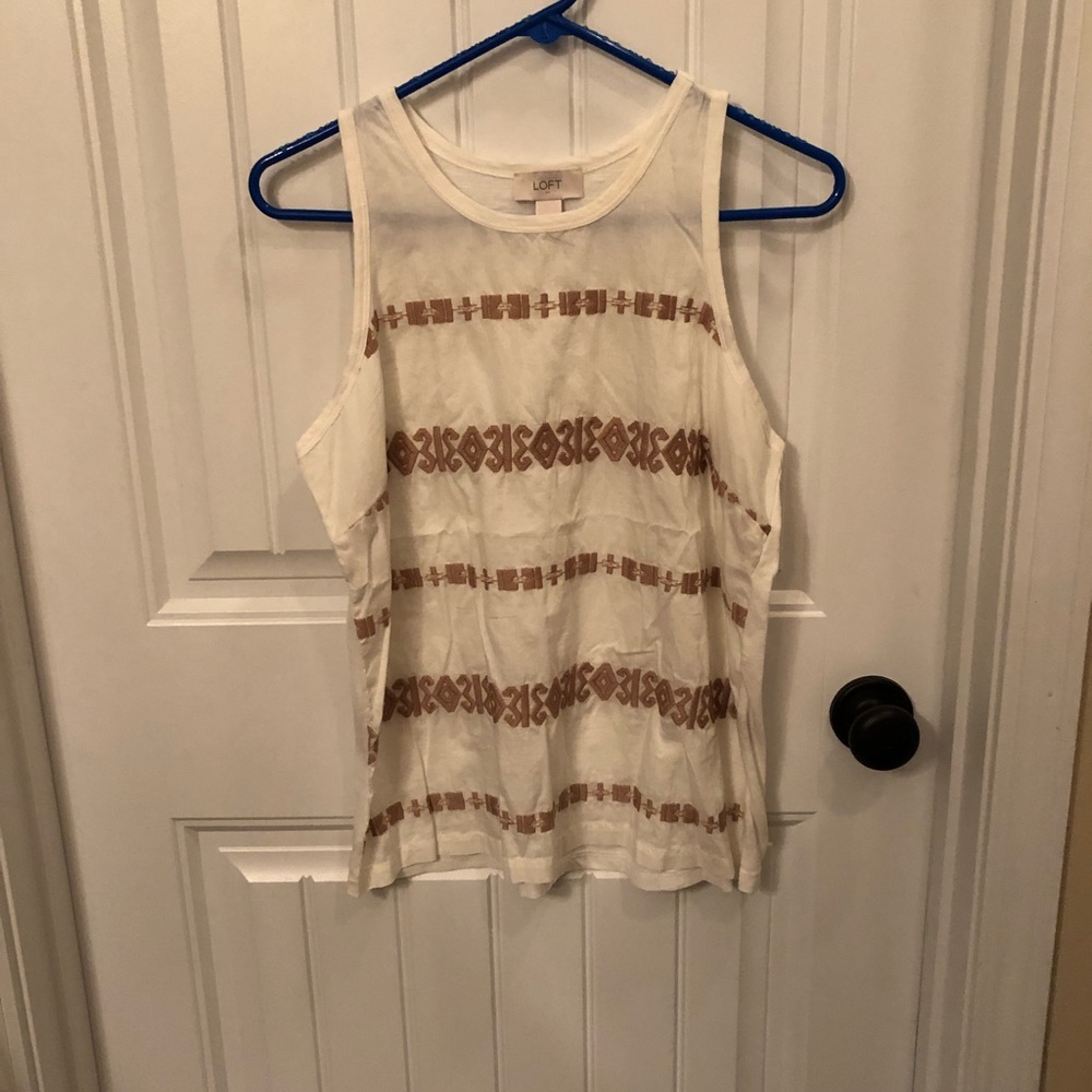 LOFT MEDIUM TAN AND WHITE TOP